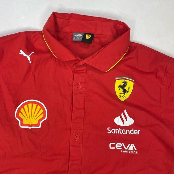 Puma Ferrari Scuderia F1 Team button Up Shirt Men XXL Red 763601 01 - Picture 2 of 8